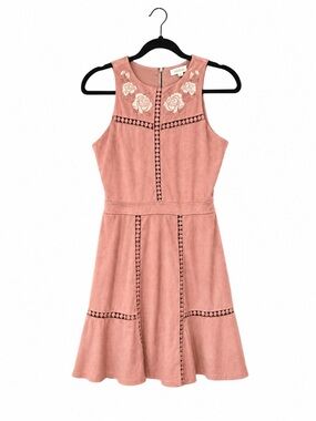Taylor & Sage Dusty Rose Sleeveless Embroidered Fit-and-Flare Dress